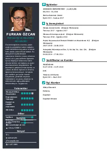 Metalürji Ve Malzeme Mühendisliği Cv Örnekleri cv indir